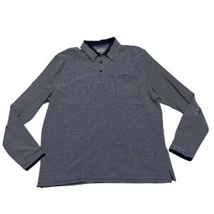 Coolibar Merrit Men's XXL LS Pocket Polo Shirt Navy White Stripe UPF 50 NWT